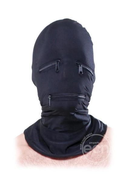 Fetish Fantasy Series Zipper Face Spandex Hood Black