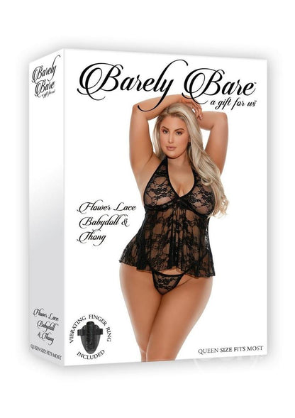 Barely Bare Flower Lace Babydoll with Thong