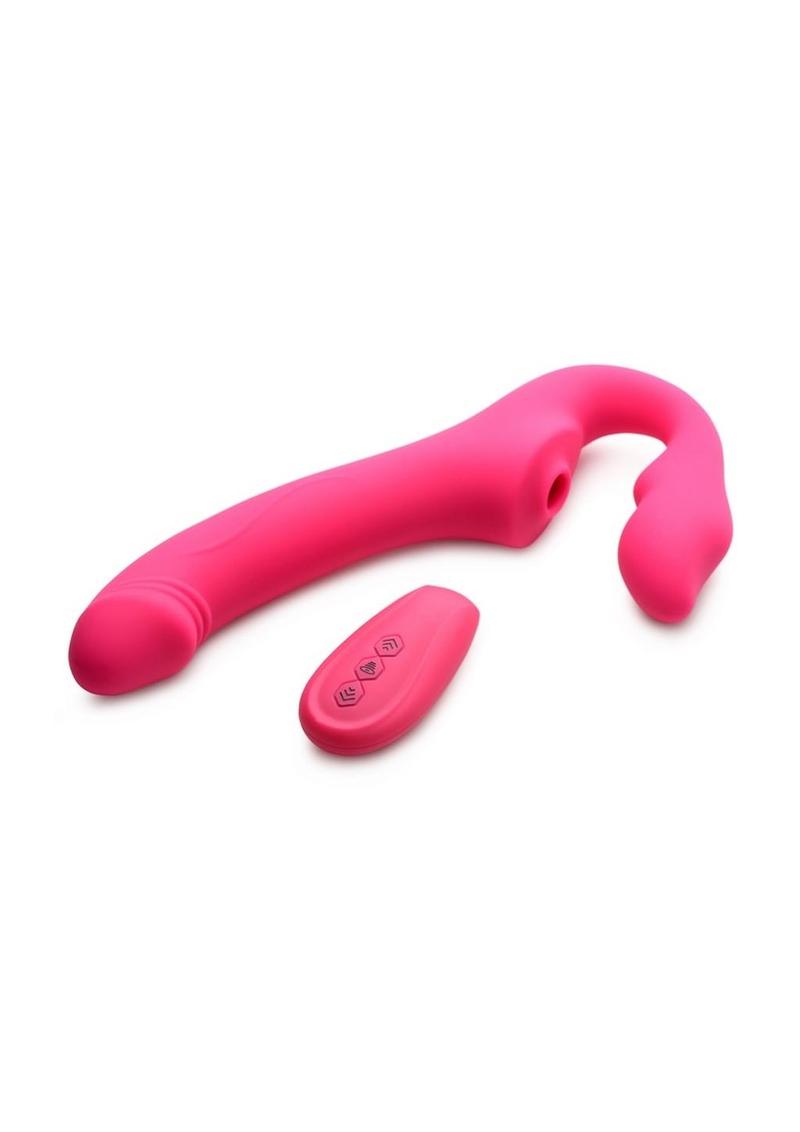 Strap U Licking Vibrating Strapless Strap-On with Remote Control