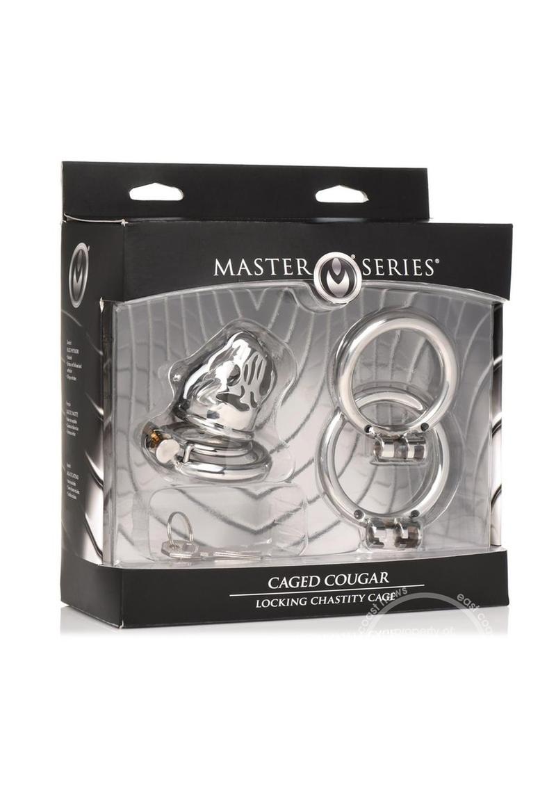 Master Series Caged Cougar Stainless Steel Locking Chastity Cage
