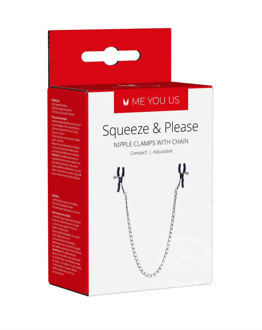 Squeeze & Please Adjustable Nipple Clamps with Chain