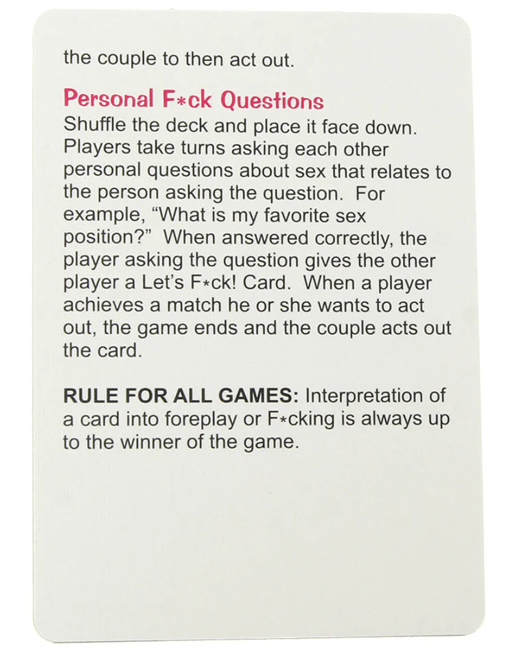 Let's F*ck Card Game
